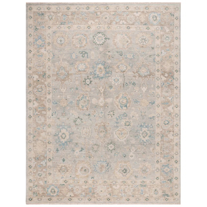 Safavieh Samarkand Hand Knotted Wool/Cotton Oriental Rug in Gold/Gray