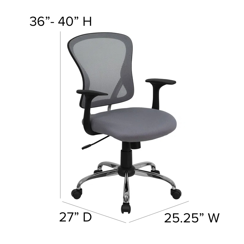 Flash Furniture Mid-Back Mesh Swivel Task Office Chair with Chrome Base and Arms