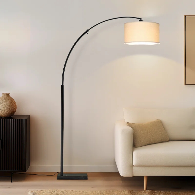 Brightech Logan 76 in. Adjustable and Extendable LED Arched Gold Floor Lamp with Weighted Marble Base - LED Bulb Included
