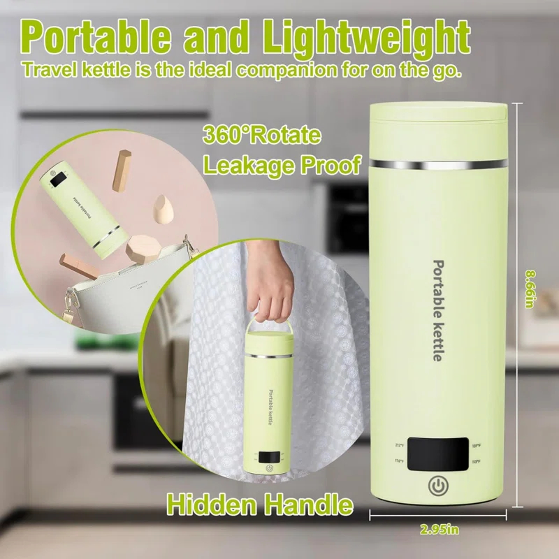 OLHIVA 304 Stainless Steel Travel Electric Kettle Portable Mini Kettle