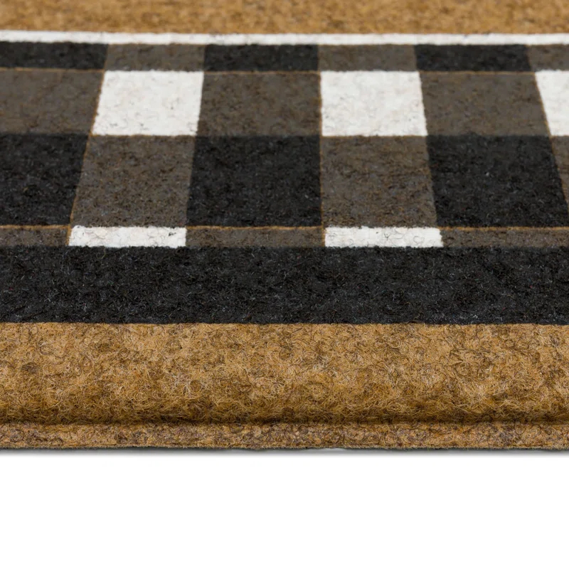 Fall Welcome Home Black/White Geometric Weather Resistant Door Mat