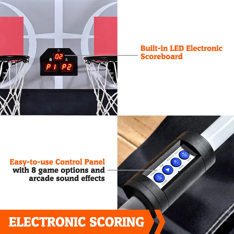 Hall of Games Hall of Games Easy to Assemble Arcade Basketball 84” Tall Indoor Steel Frame EZ-Fold X-Leg