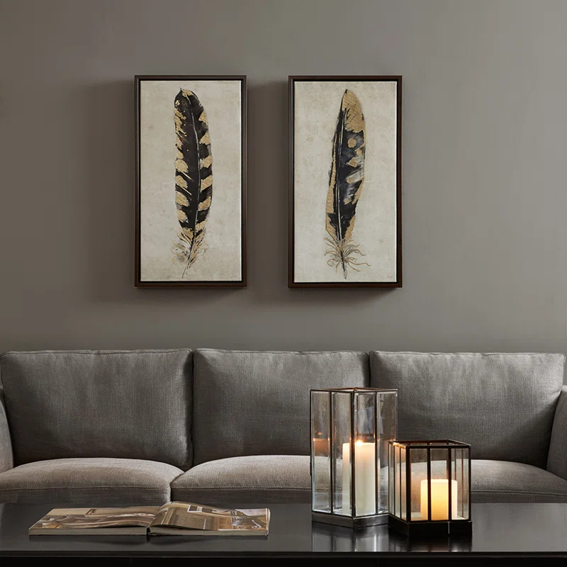 HLILish Gold Foil 2-Piece Canvas Wall Art Set