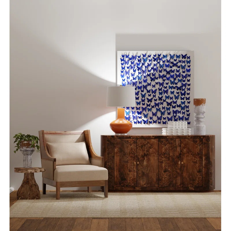 Laurel Foundry Modern Farmhouse® Papillon III Framed Art - PVC Butterfly Art - 3 Inch Acrylic Shadowbox