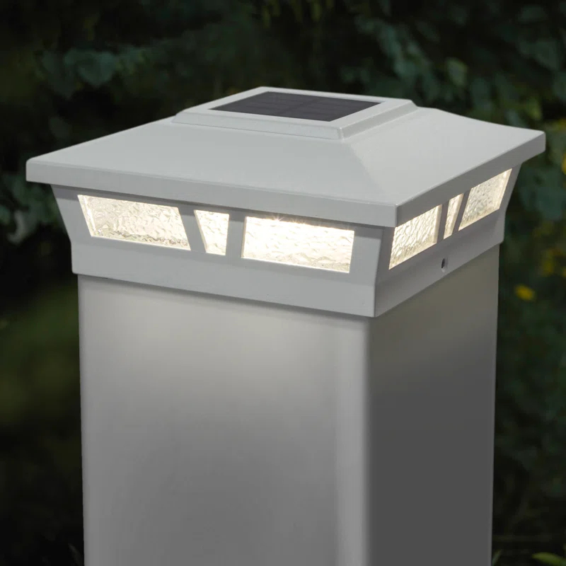 Classy Caps Oxford Solar Powered Integrated LED Aluminium Fence Post Cap Light 6 in. x 6 in. with Base Adapter Included