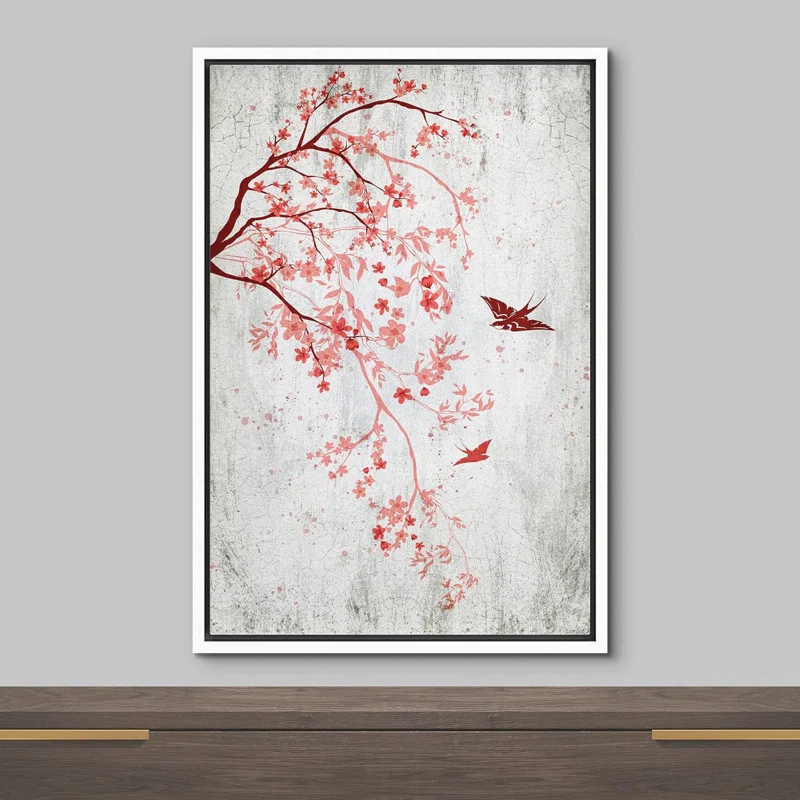 IDEA4WALL " Swallow Flying To Red Cherry Blossoms In Spring "
