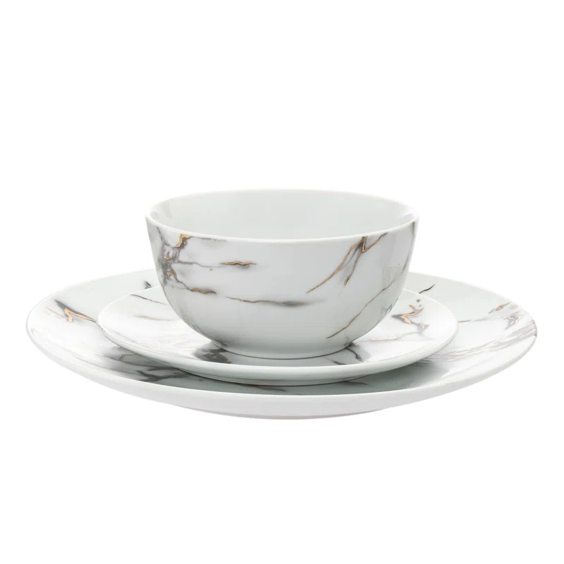 Godinger Silver Art Co Rayo Porcelain 18 Piece Dinnerware Set, Service For 6