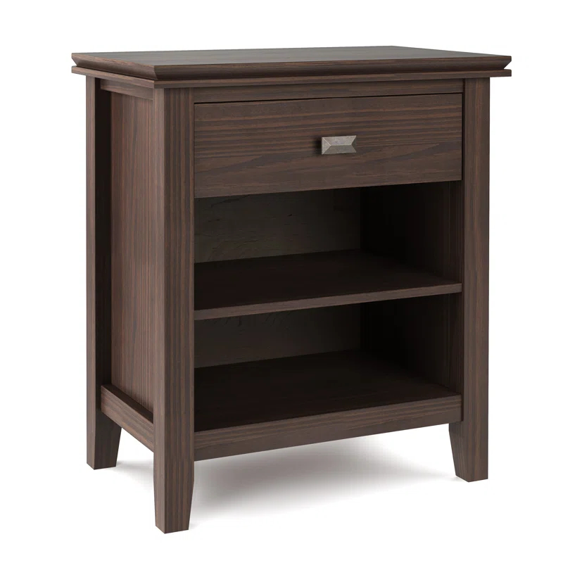Simpli Home Artisan 24"W Solid Wood Nightstand with Drawer and Shelves