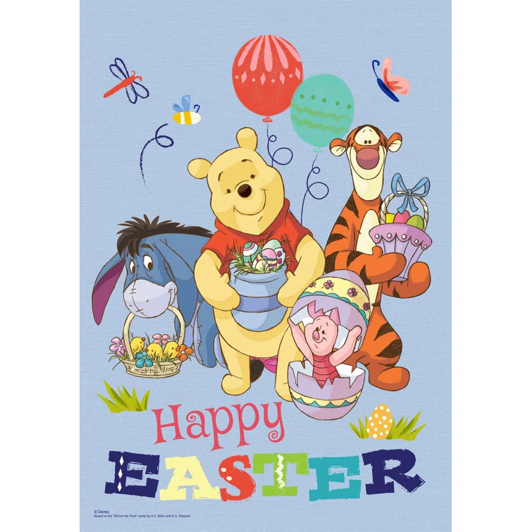 Back Yard Glory Disney Winnie The Pooh Happy Easter Garden Flag, 12.5" x 18", Officially Licensed Disney Product, Flag Stand Sold Separately
