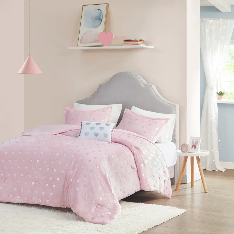 Intelligent Design Rosalie Metallic Printed Plush Comforter Set