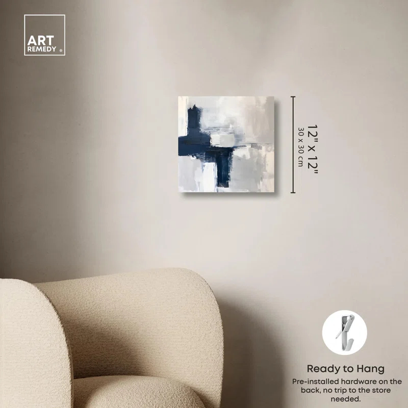 Art Remedy Tides of Indigo Canvas Neutral Abstracts by Art Remedy