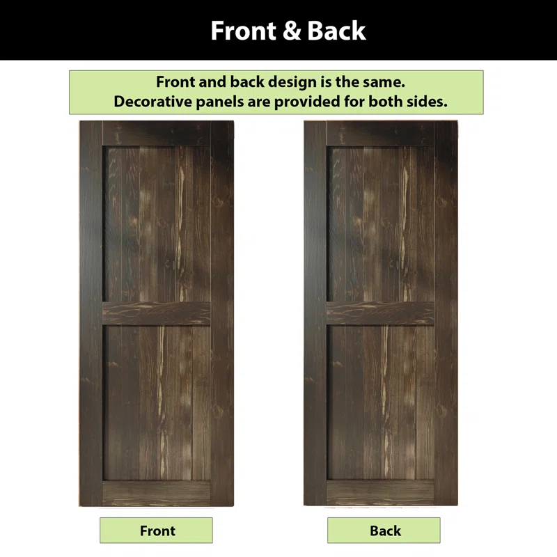 Homacer H Design Color Solid Pine Wood Unassembled Door with Black Rustic Installation Hardware Kit