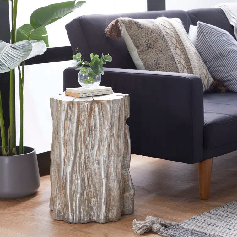 Union Rustic Vezina Fiberglass Tree Trunk Side End Accent Table