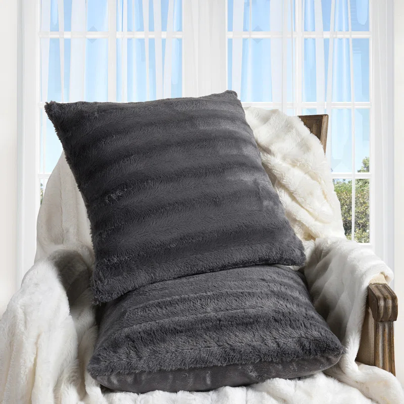 Cheer Collection Faux Fur Throw Pillow (Set of 2)