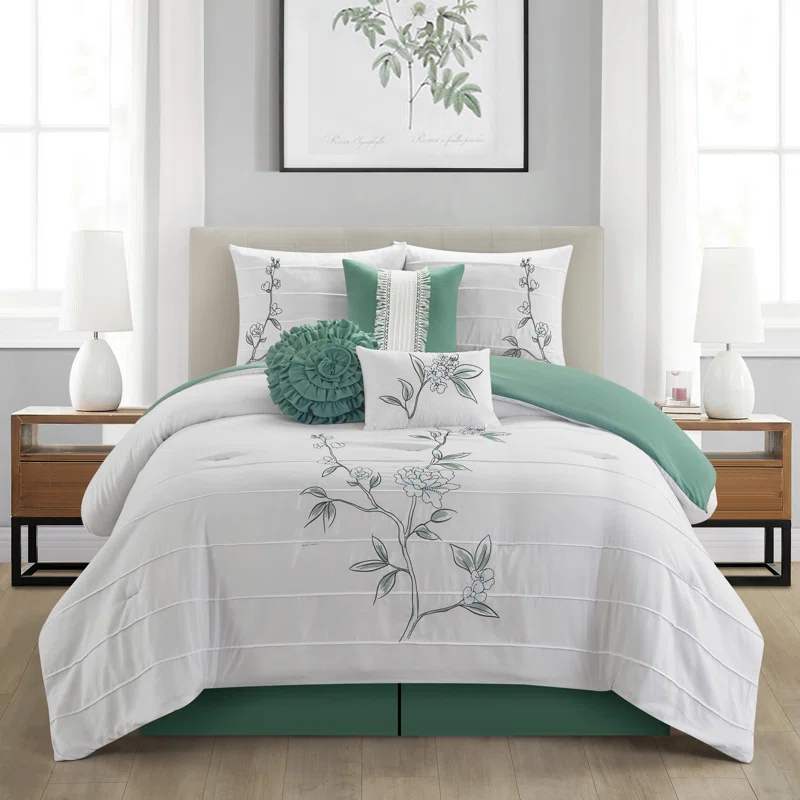 Raina Microfiber 7 Piece Floral Comforter Set