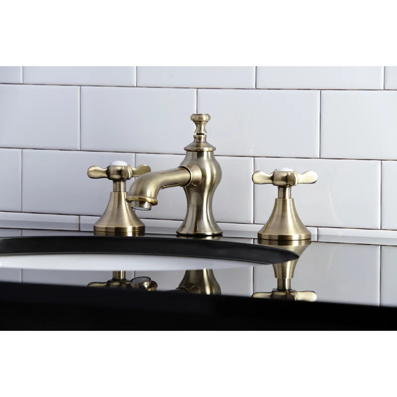 Kingston Brass KC7063BEX Kingston Brass Essex Two-Handle 3-Hole Deck Mount Widespread Bathroom Faucet with Brass Pop-Up Drain