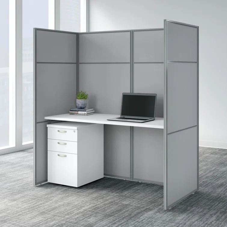 Bush Business Furniture Easy Office Rectangle 1 Person Cubicle with Cable Management