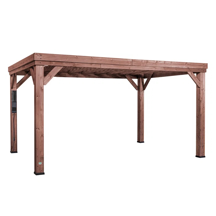 Backyard Discovery Backyard Discovery Brockton 14' x 10' Modern Cedar Wood Outdoor Patio Pergola Kit with PowerPort