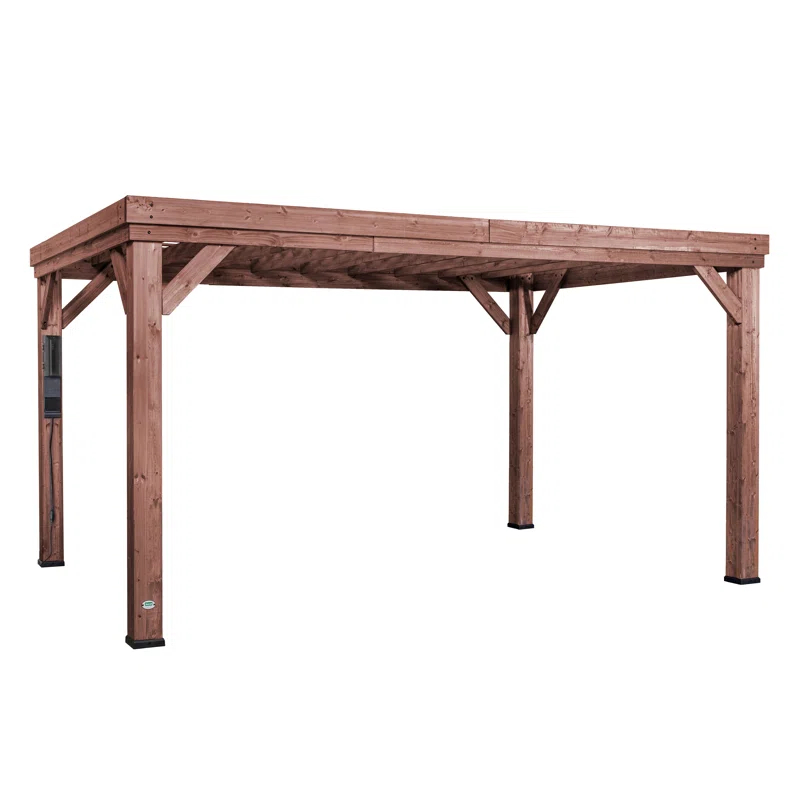 Backyard Discovery Backyard Discovery Brockton 14' x 10' Modern Cedar Wood Outdoor Patio Pergola Kit with PowerPort
