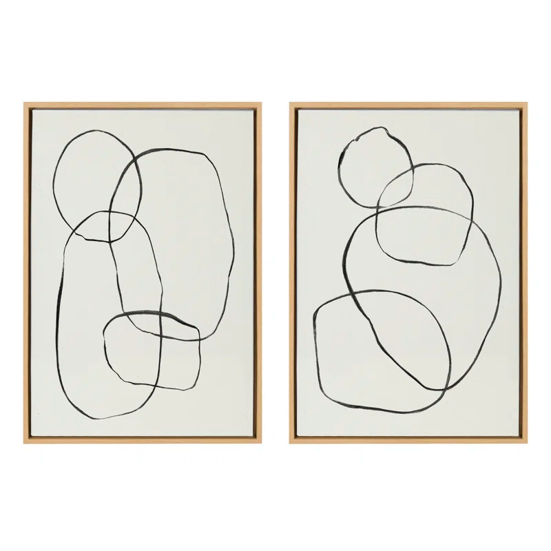 Kate and Laurel " 871 Modern Circles Flinen (left) & 869 Going In Circles Flinen (right) " by Teju Reval 2 - Pieces