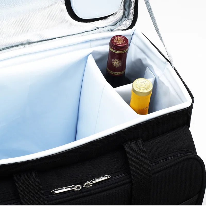 Picnic at Ascot Picnic At Ascot Soft Sided Rolling Cooler With Four Person Picnic Set