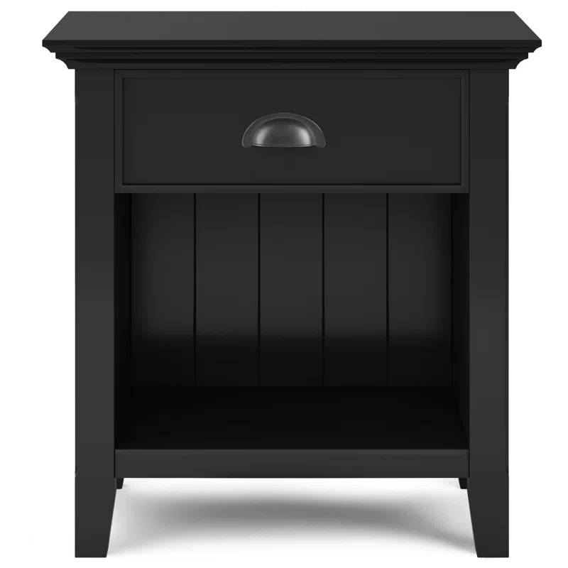 Simpli Home Acadian 24"W 1-Drawer Solid Wood Nightstand with Open Bottom Storage