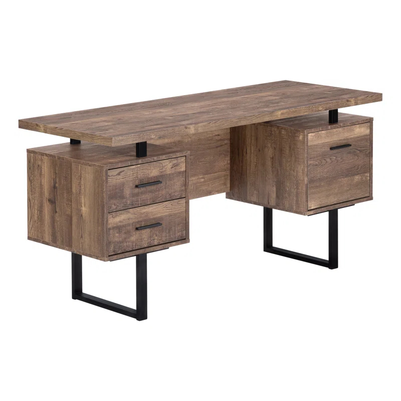 Monarch Specialties Computer Desk, Home Office, Laptop, Left, Right Set-Up, Storage Drawers, 60"L, Metal, Laminate