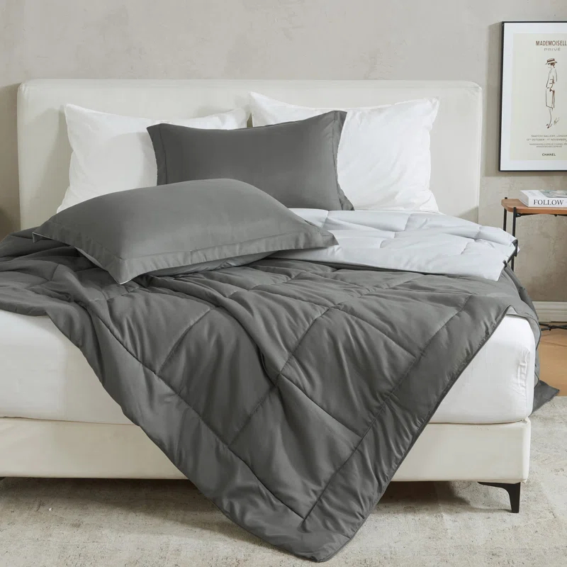 FreshFolds Reversible Microfiber Comforter Set with Shams