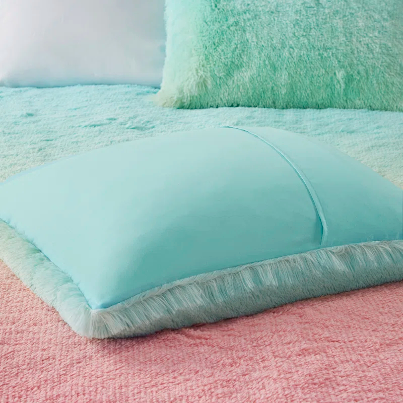 Pastel Ombre Shaggy Faux Fur Comforter Set