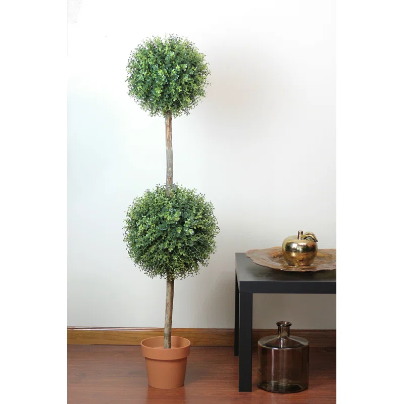 Northlight Seasonal 4.5' Potted Two-Tone Artificial Boxwood Double Ball Topiary Tree - Unlit