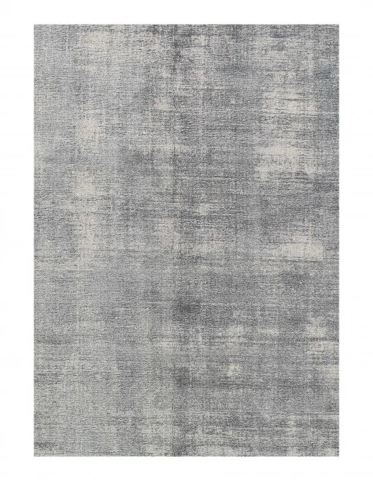 Lustrous Gray 9' x 12' Hand Loomed Wool-Viscose Blend Area Rug