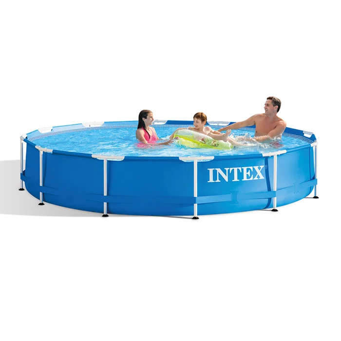 Intex Recreation Plastic Round Frame Set Pool 40'' H x 105'' W x 128'' L , with Pump Included