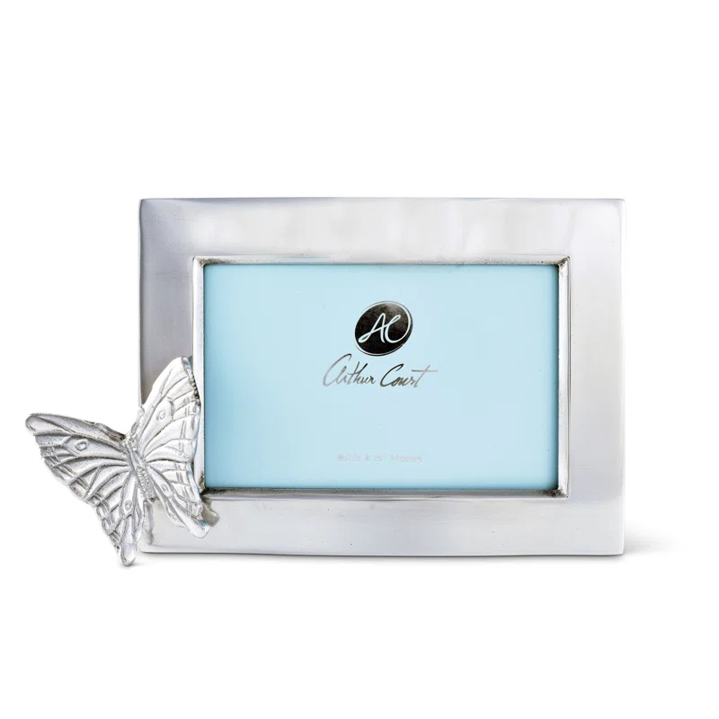 Arthur Court Designs Butterfly Silver Metal Embossed Picture Frame