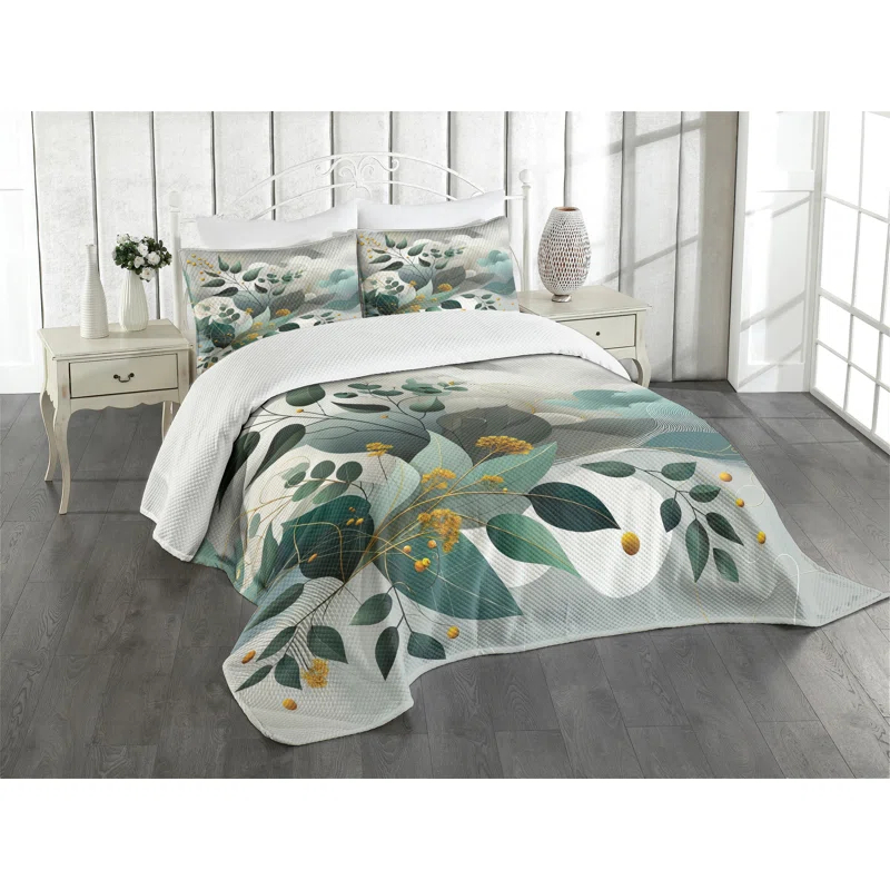 Ambesonne Floral Coverlet Set