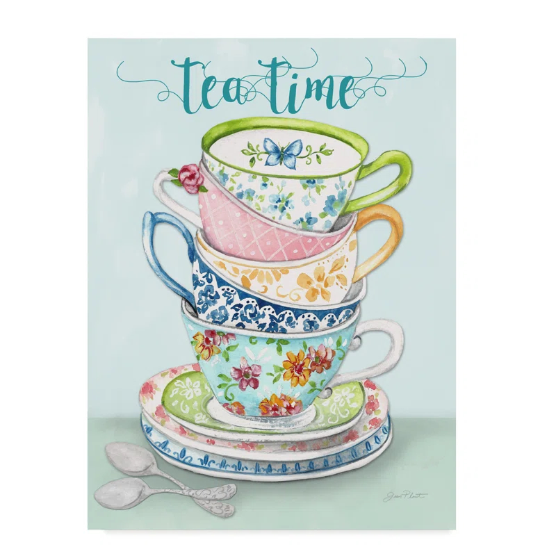 Trademark Fine Art Jean Plout " Watercolor Teacups 1 " by Jean Plout