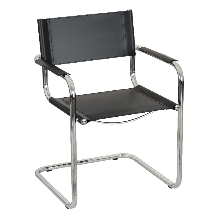 Breuer Chair Company Mart Stam Cantilever Armchair Arm Chair w/ Chrome-Plated Steel Frame (Various Bonded Leather Colors)