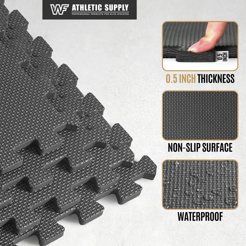 CAP Interlocking Exercise Foam Mats, 24 SQ.FT Diamond, TATAMI, T-Pattern 1/2-Inch Thickness Tiles