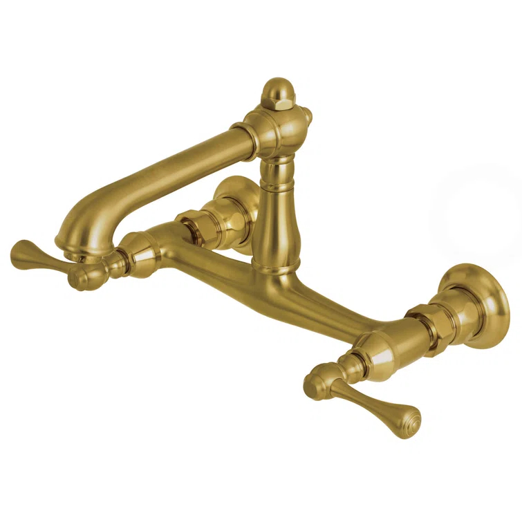 Kingston Brass Kingston Brass English Country Two-Handle 2-Hole Wall Mount Bathroom Faucet KS7247BL