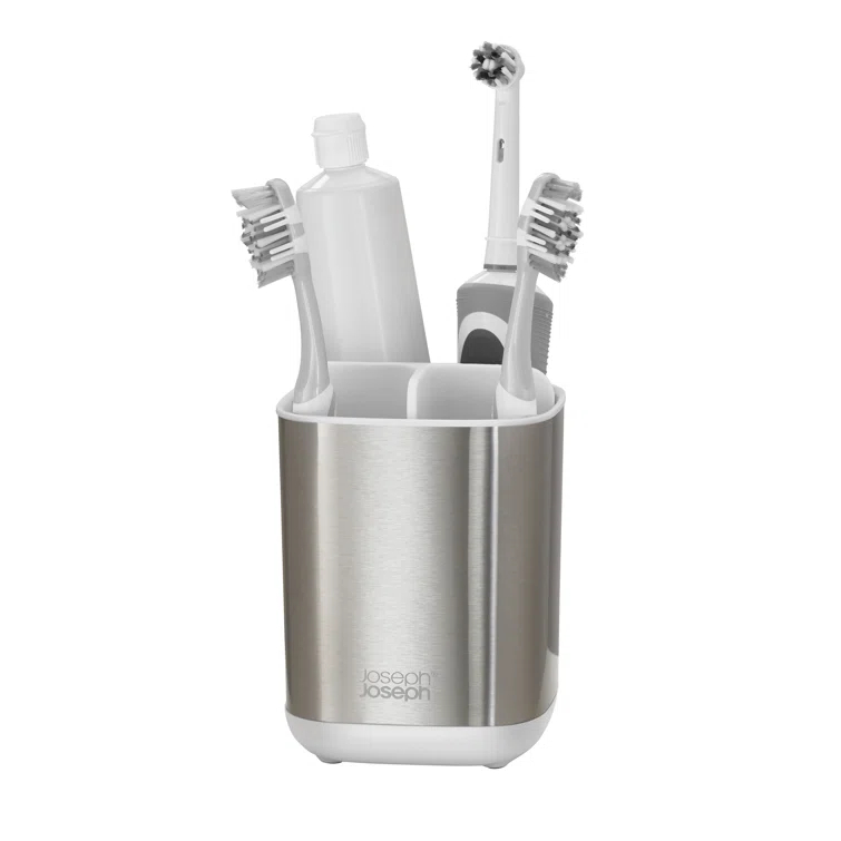 Joseph Joseph Joseph Joseph EasyStore Stainless Steel Compact Toothbrush Holder