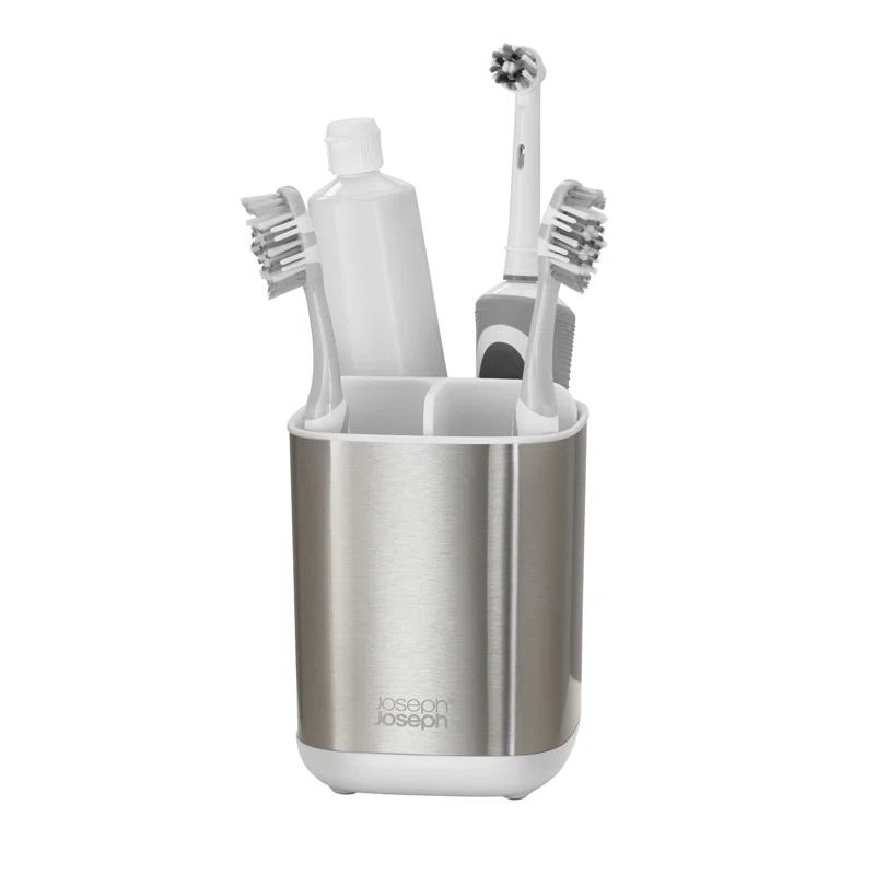 Joseph Joseph Joseph Joseph EasyStore Stainless Steel Compact Toothbrush Holder