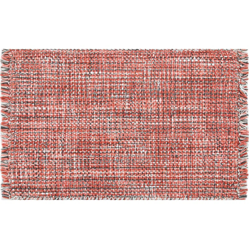 Morris Hand Woven Polyester Indoor/Outdoor Area Rug in Coral/Gray