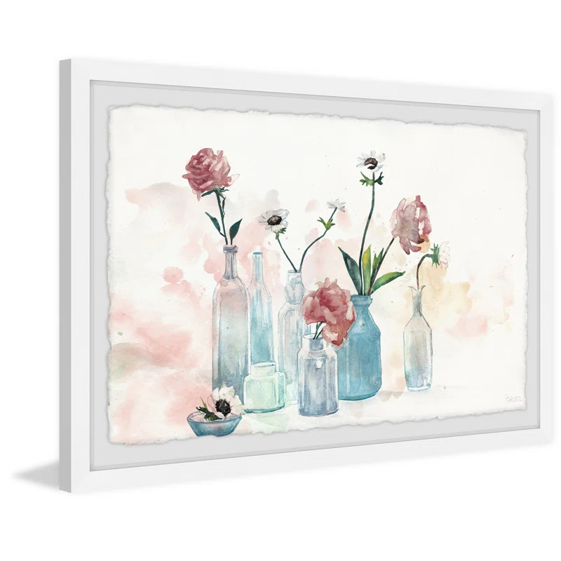 Parvez Taj 'Blooms And Bottles' Framed Print