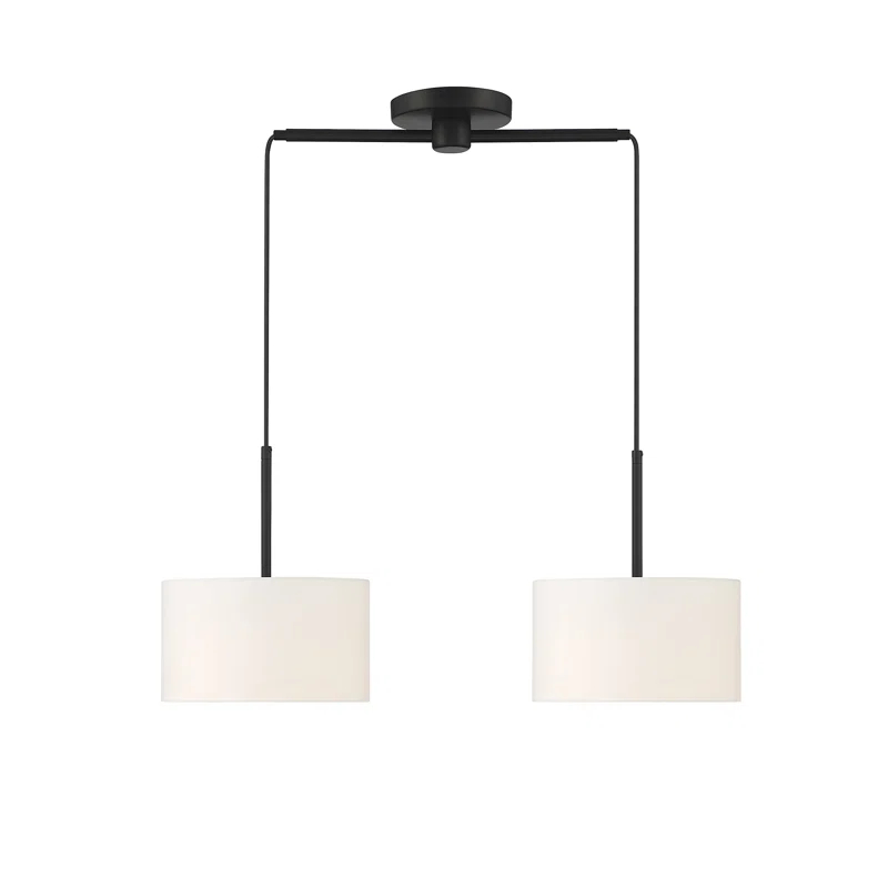 2 - Light Dimmable Drum Chandelier