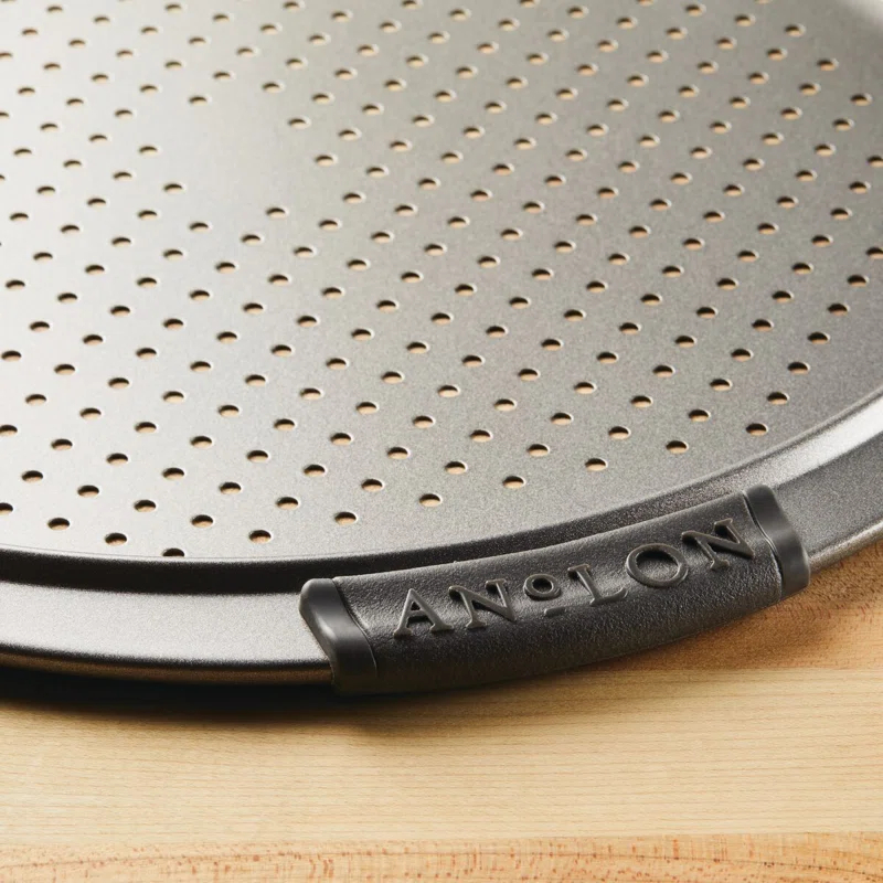 Anolon Advanced Nonstick Bakeware Round Perforated Pizza Pan, 13 Inch, Gray