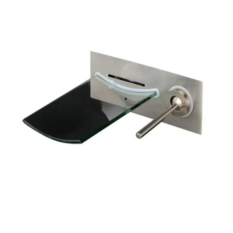 Juno Showers JS2007 Juno Camila Wall-Mount Waterfall Bathroom Faucet – Brushed Nickel Finish with Single Handle Control