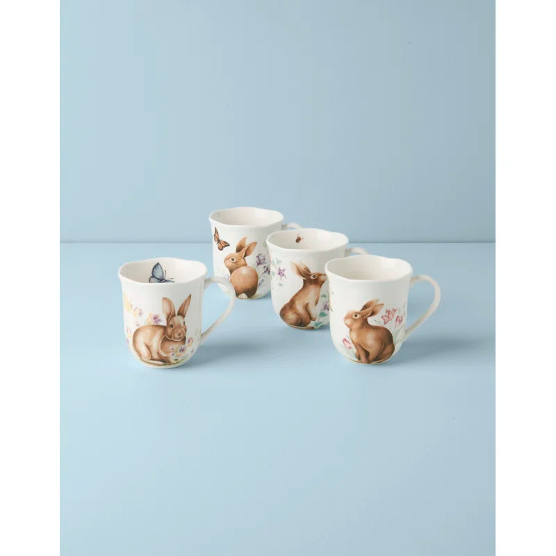 Lenox Butterfly Meadow Bunny 4Pc Mugs
