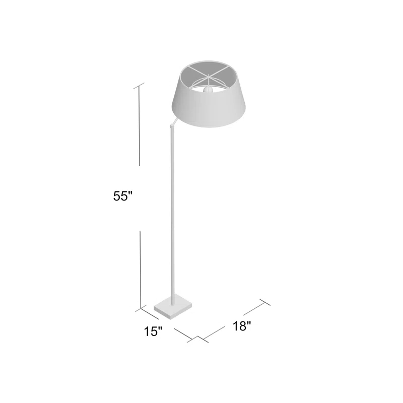 Real Simple 55.5'' Matte Black Swing Arm Floor Lamp