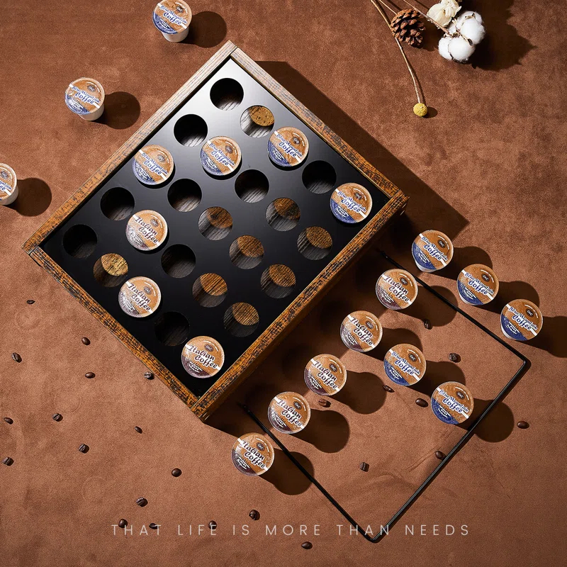 TOBILI K Cup Holder Wooden K Cup Coffee Pods Holders Holds 25 Pods