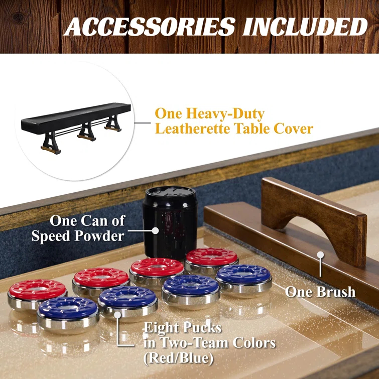 Barrington Billiards Company Barrington Billiards 12' Coventry Shuffleboard Table With Scratch-Resistant Playfield and 8 Puck Set