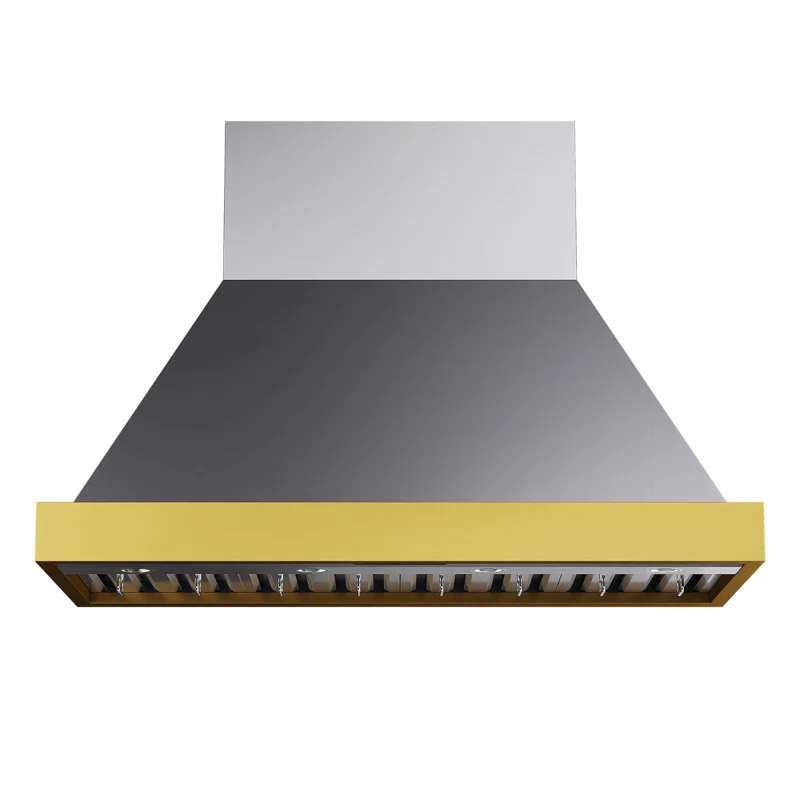 Kucht 48 in. 800 CFM Wall Mounted Range Hood with Gold Accents